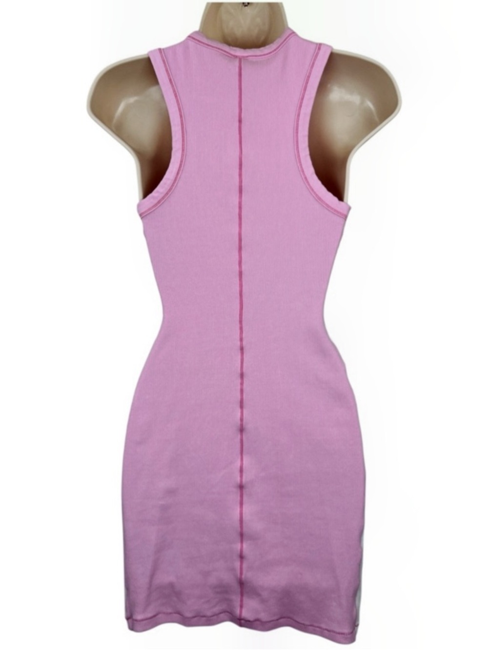 SKIMS Cotton Rib Tank Dress Bubblegum Pink Size M Bodycon Mini Racerback Stretch - Picture 2 of 7